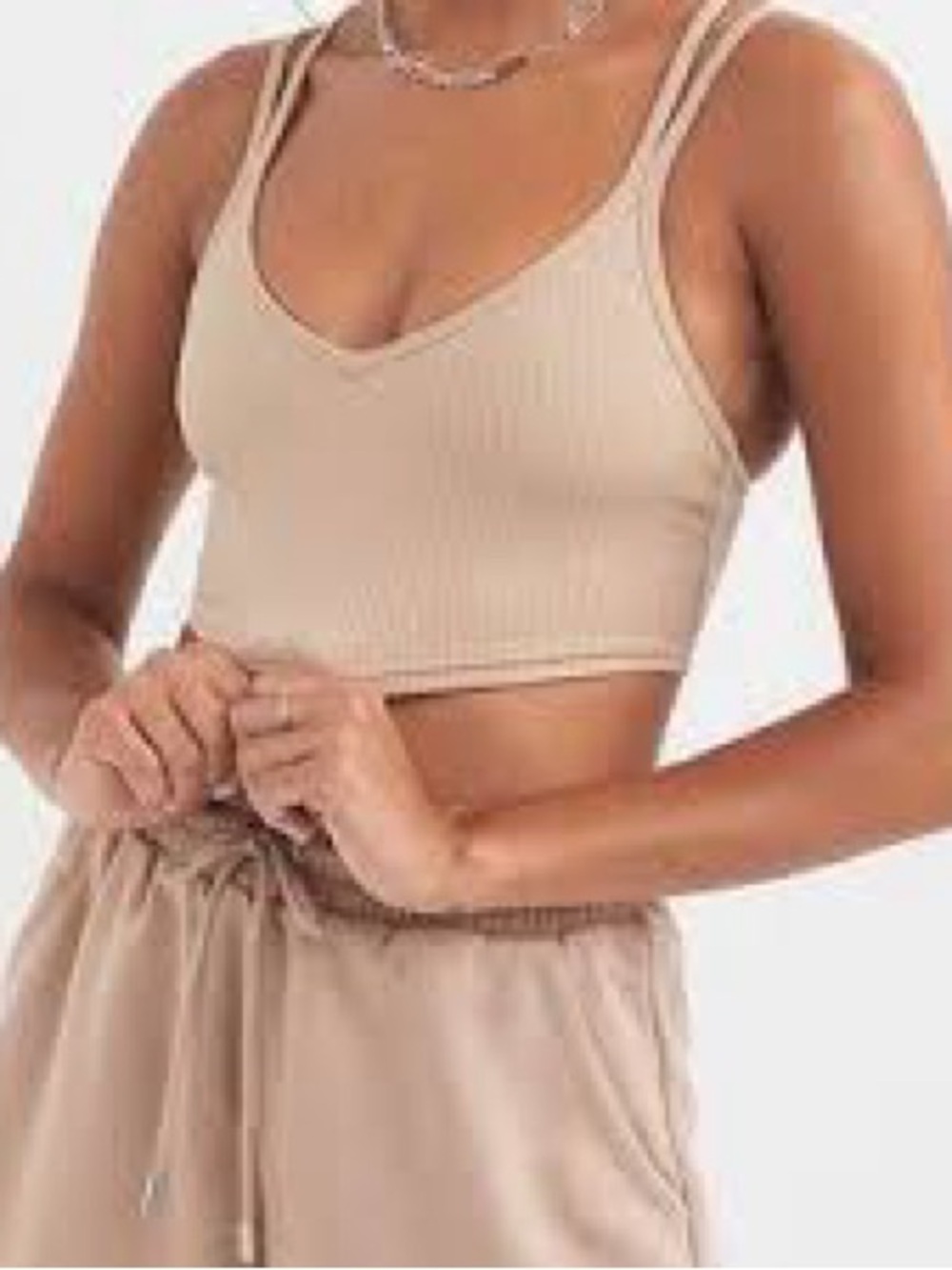 For Love And Lemons Blush Ribbed Eva Cropped Tank Top